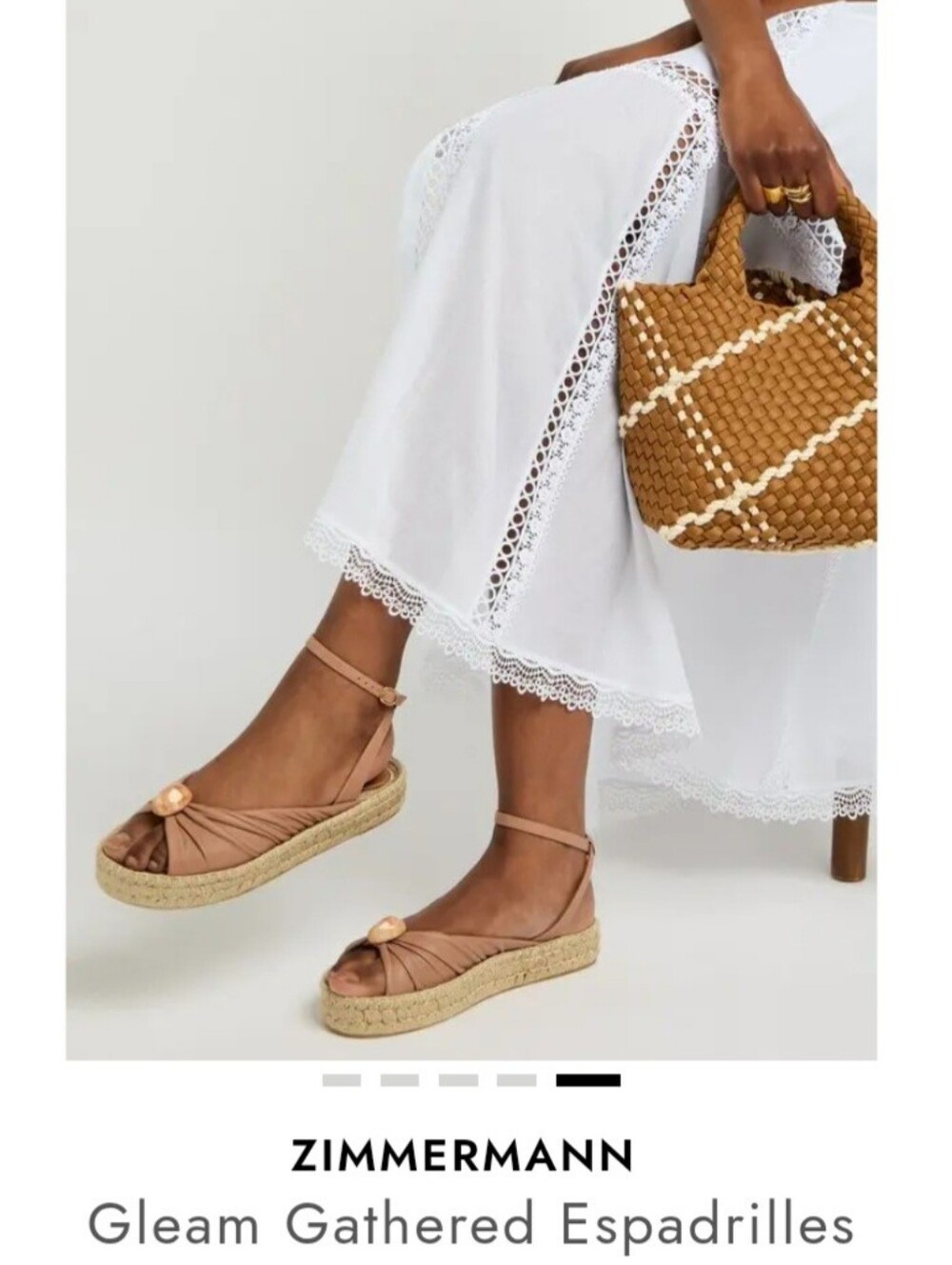 Zimmermann Gleam Gathered Espadrille Sandals Beige Biscuit Pebble Detail EU 41 - Picture 4 of 16